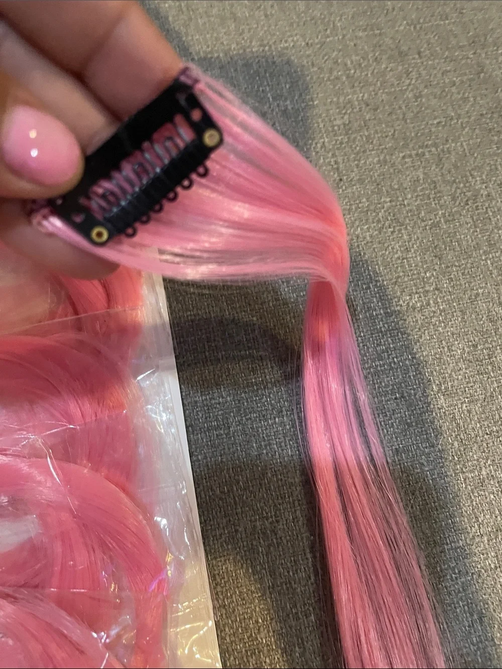 Pink Clip-In Hair Extensions for Women 6 piece 22”